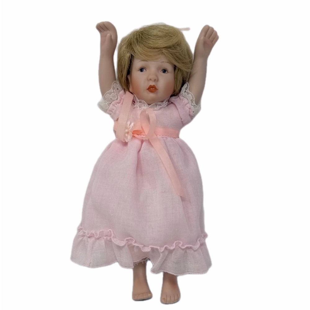 Vintage Sandra Kuck First Issue “Loving Steps” Porcelain Doll with stand